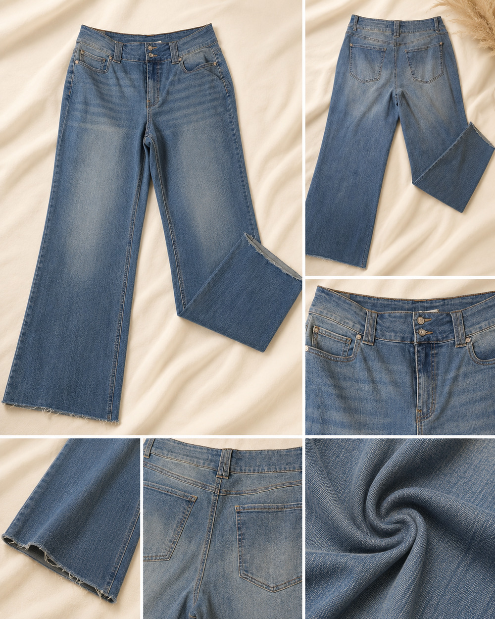 Cato Size 12 Wide Leg Raw Hem High Rise Stretch Jeans Casual Y2K Capsule Classic